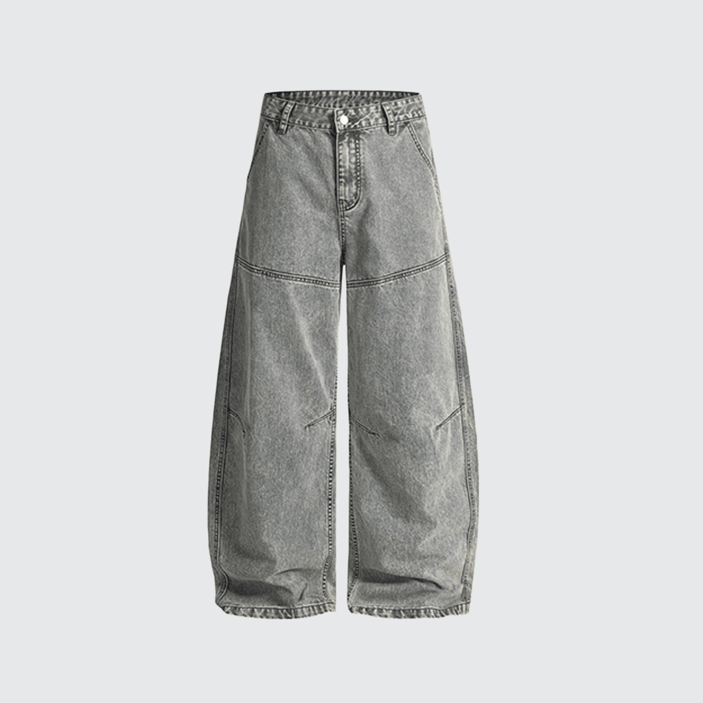 Washed Curved Blade Denim Jeans