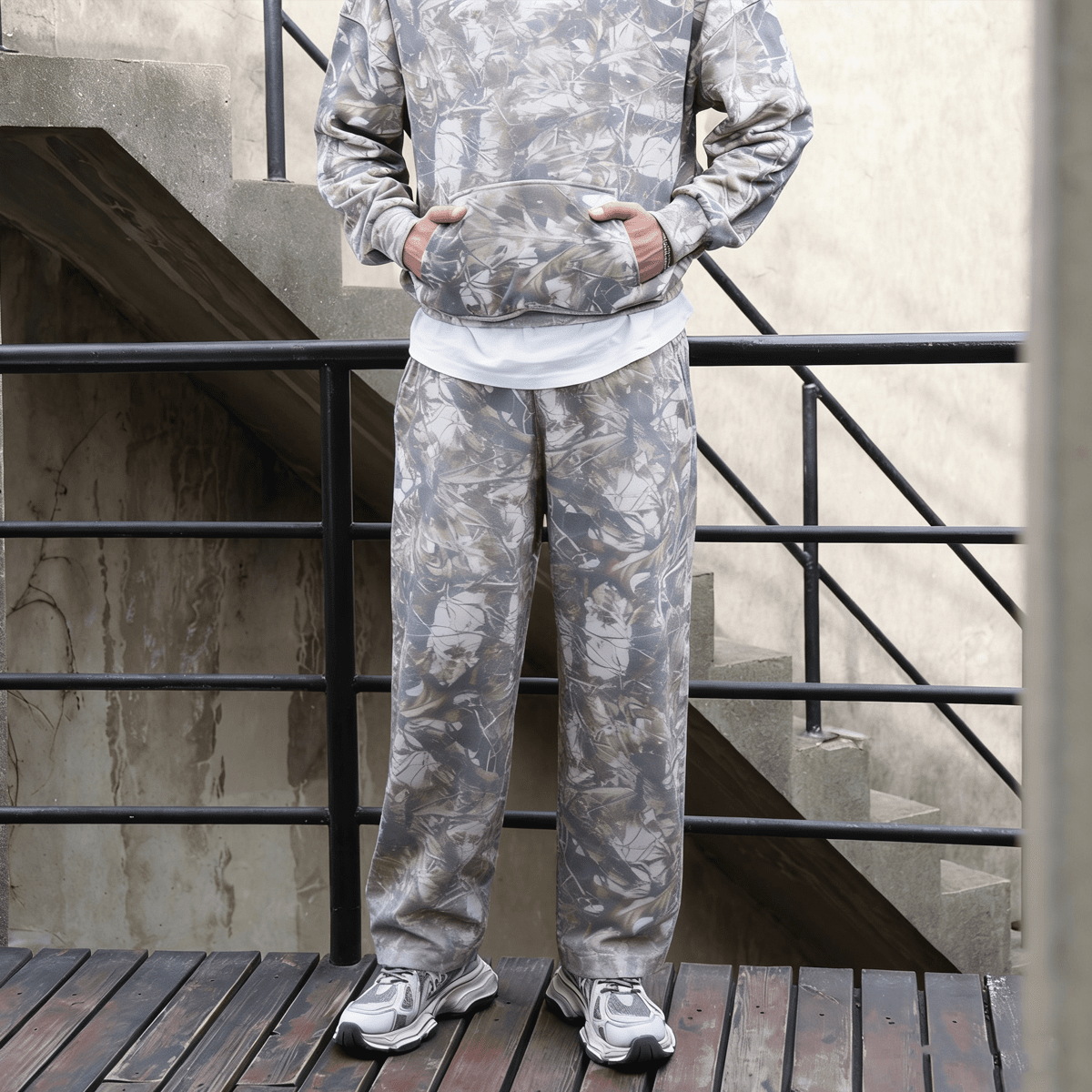 Unisex 100% Cotton Heavyweight French Terry Camo Open-Hem Sweatpants (400GSM)