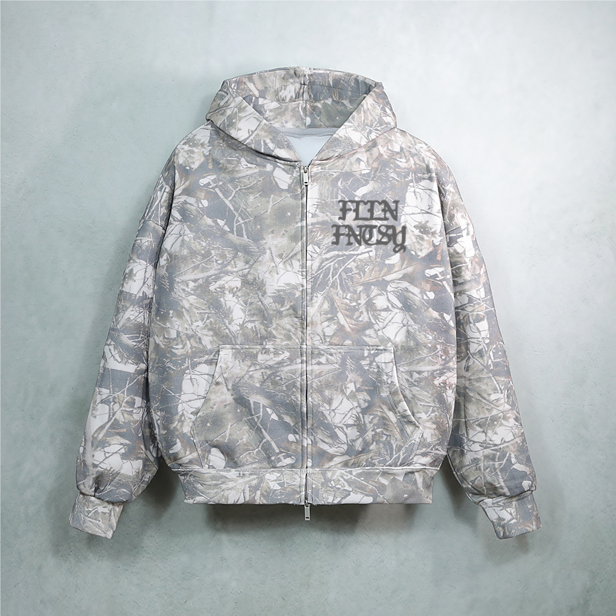 Heavyweight French Terry Camo Zip-Up Hoodie (400 GSM)