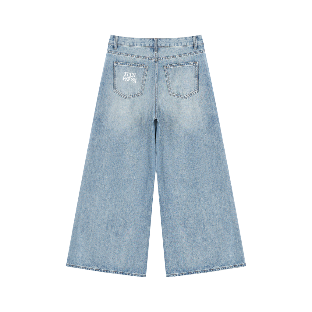 Women's Vintage Distressed Wide Leg Jeans