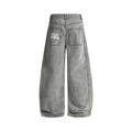 Washed Curved Blade Denim Jeans