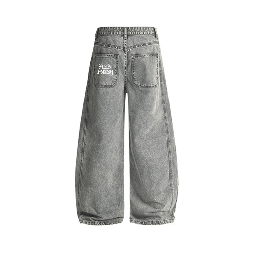 Washed Curved Blade Denim Jeans