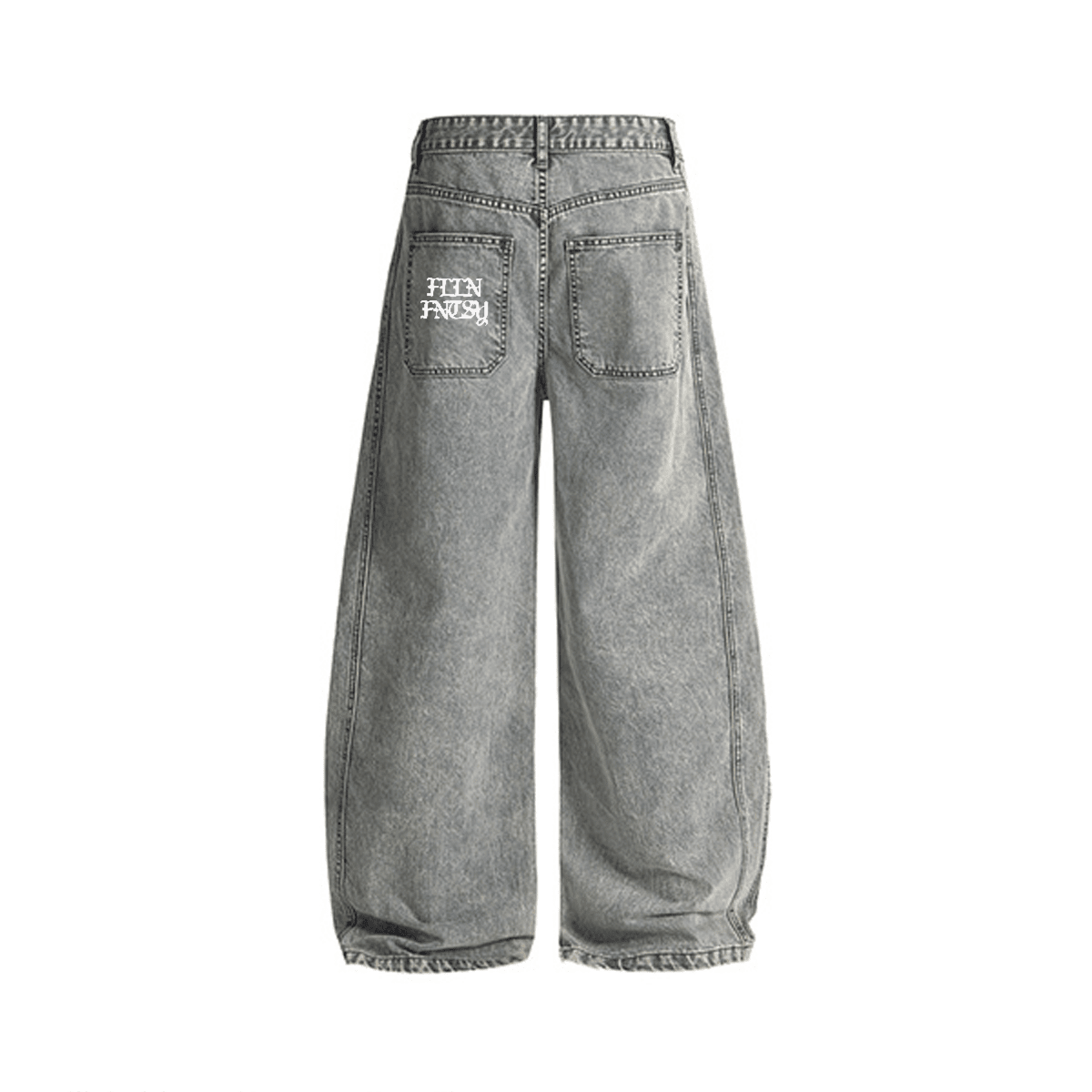 Washed Curved Blade Denim Jeans