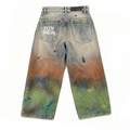 Vintage Washed Distressed Paint-Splatter Jeans