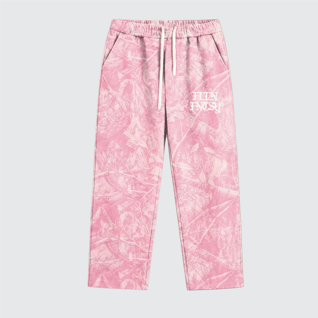 Pink Heavyweight Camo Fleece Open Sweatpants