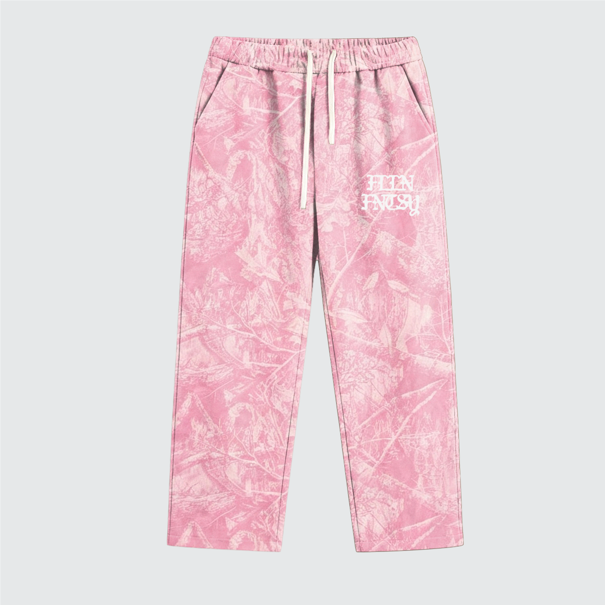 Pink Heavyweight Camo Fleece Open Sweatpants