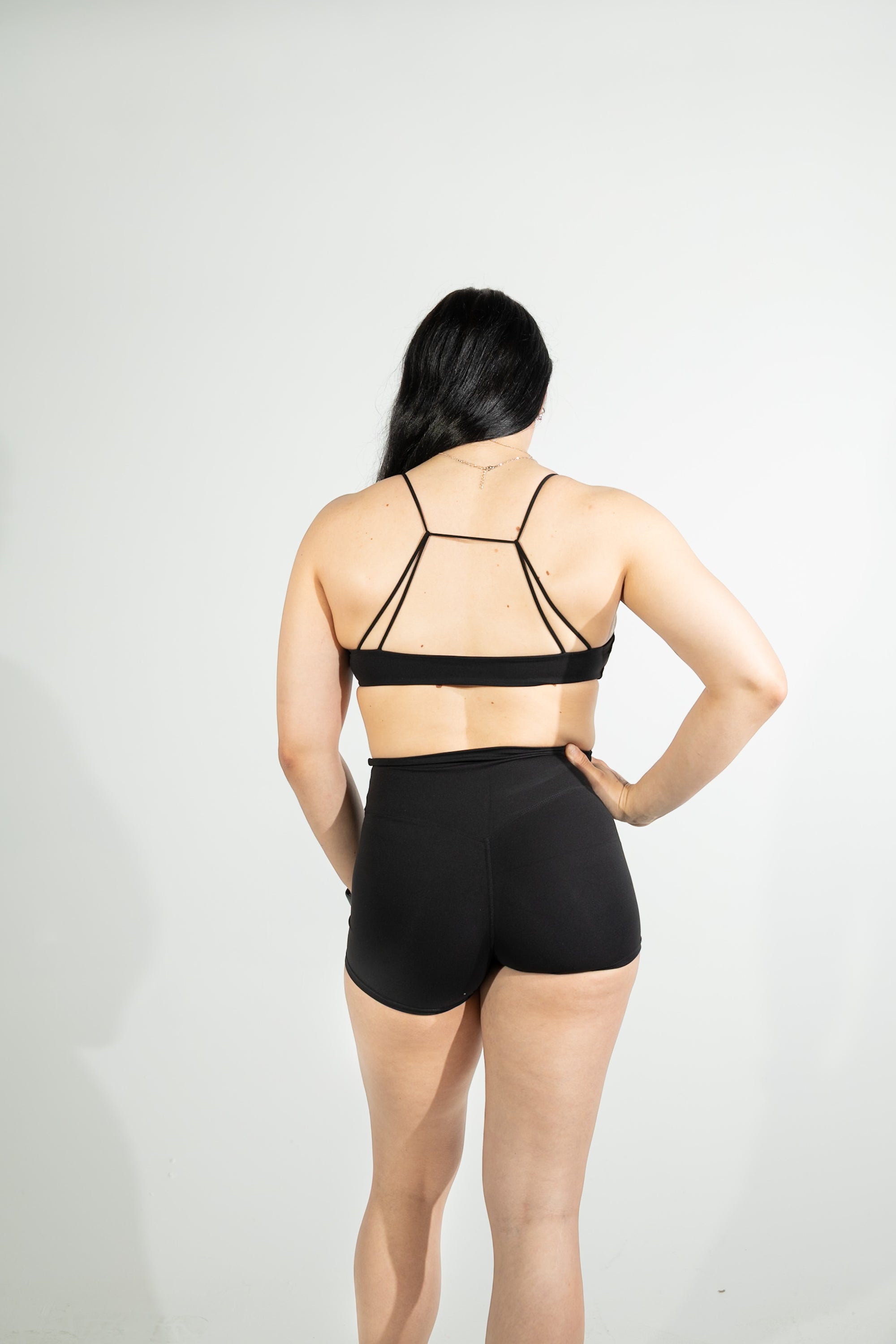 thin-strap sports bra + shorts 2-piece set