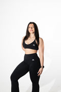 CROSS BACK SPORTS BRA + HIGH-WAISTED FLARED LEG PANTS 2-PIECE SET
