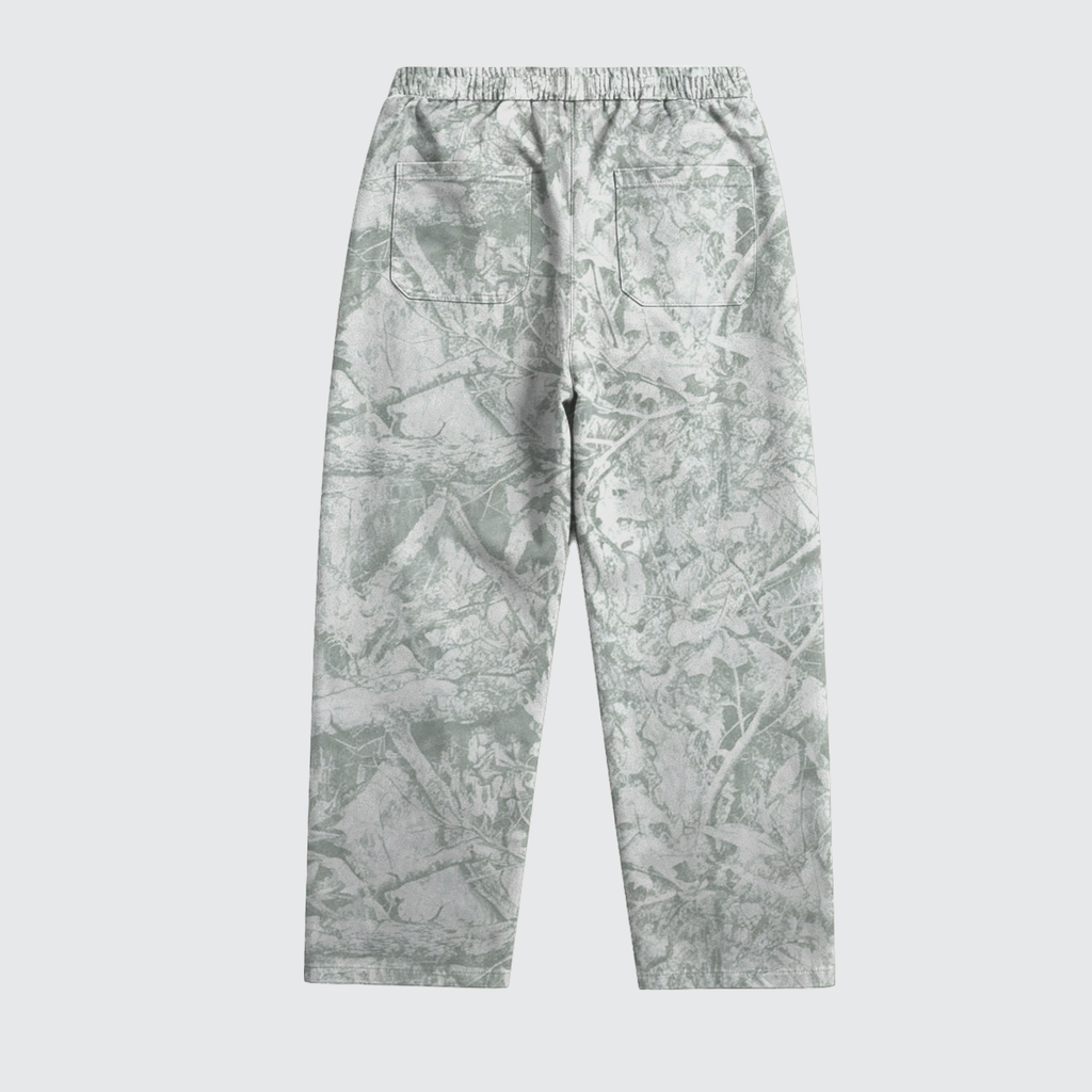 White Heavyweight Camo Fleece Open Sweatpants
