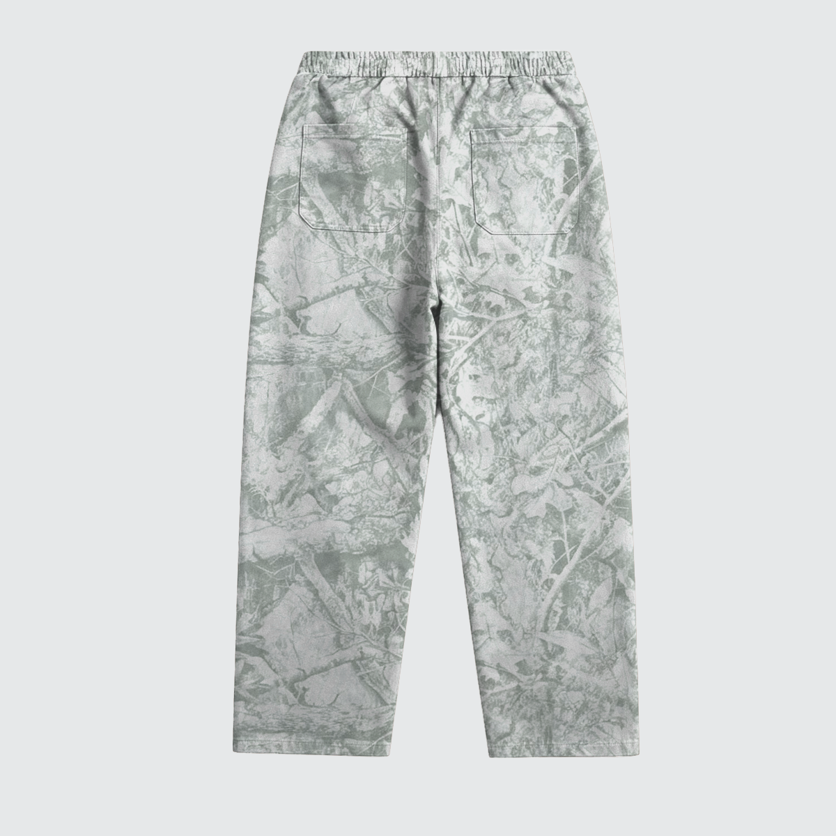 White Heavyweight Camo Fleece Open Sweatpants
