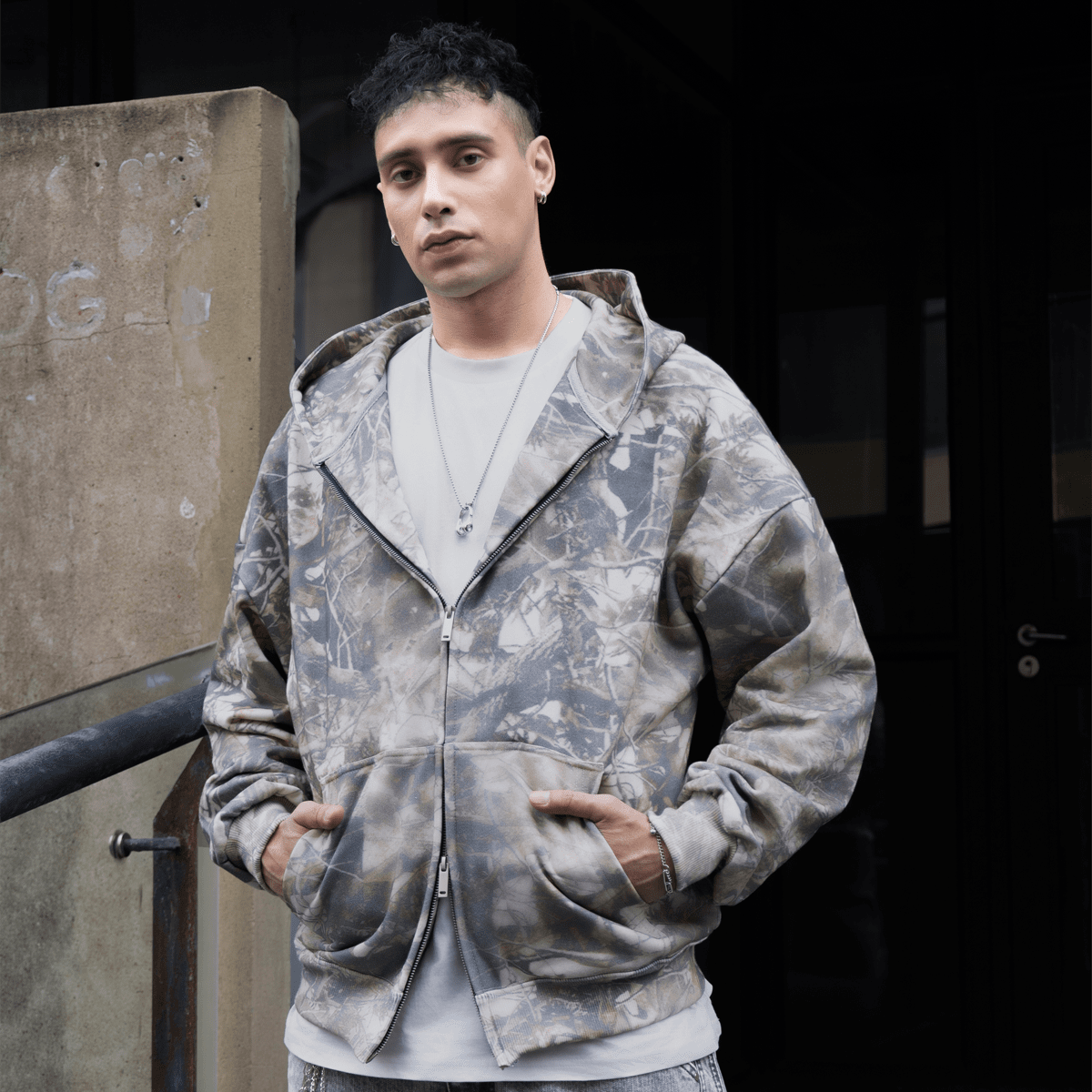 Heavyweight French Terry Camo Zip-Up Hoodie (400 GSM)