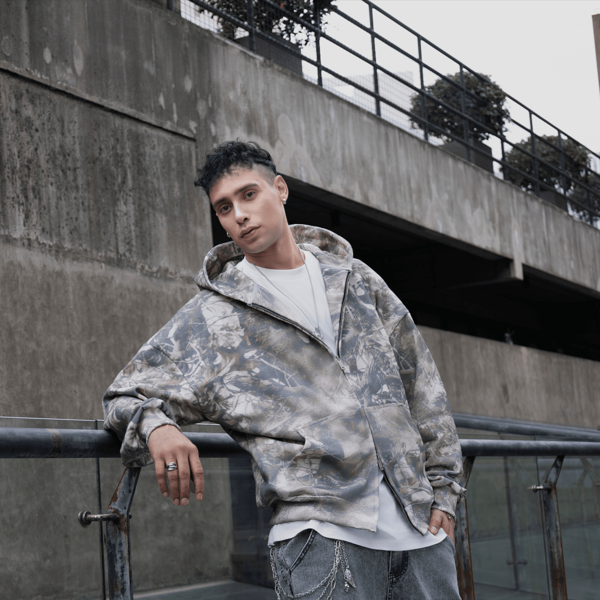 Heavyweight French Terry Camo Zip-Up Hoodie (400 GSM)