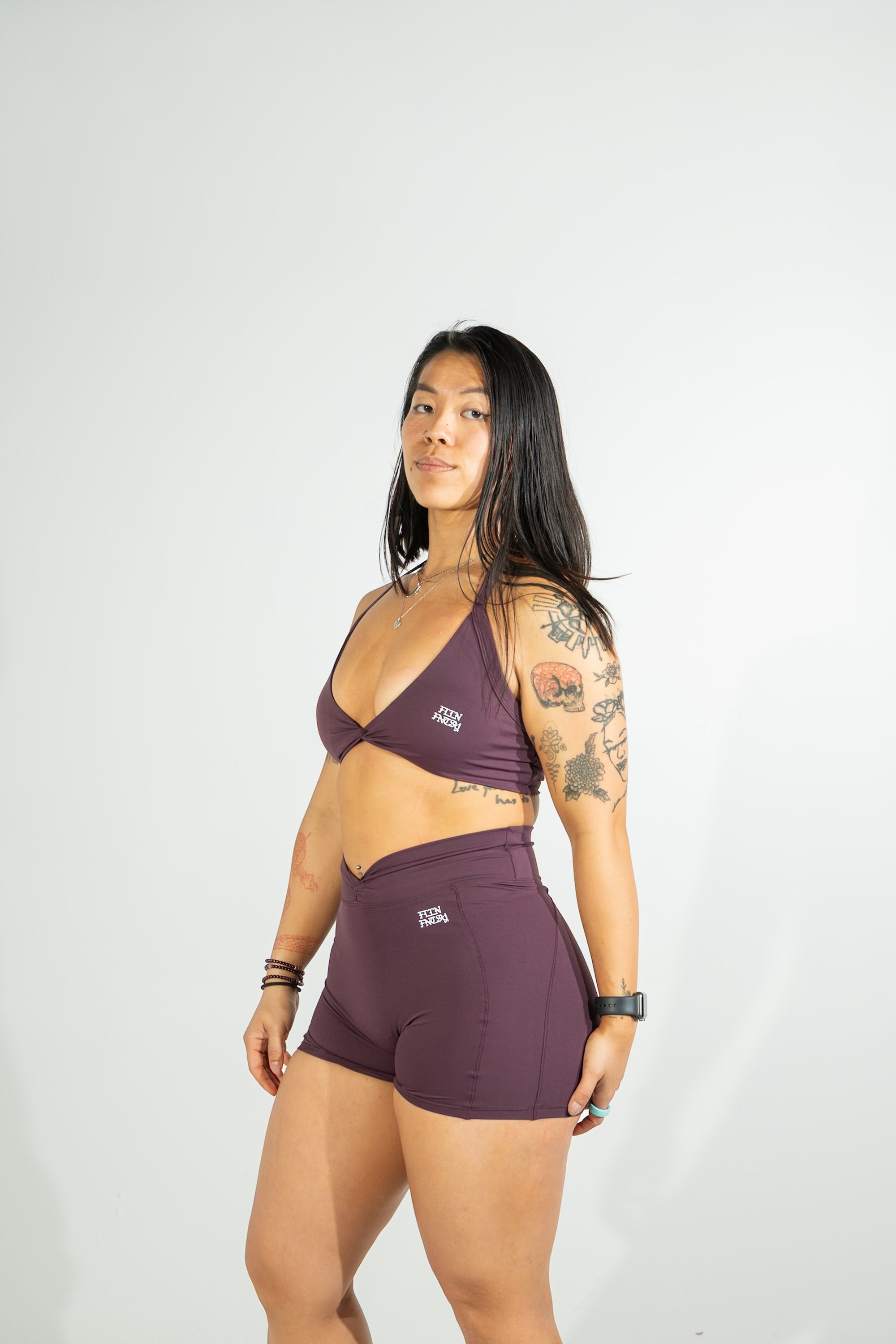 Removable breast sports bra+Sport shorts 2-piece set