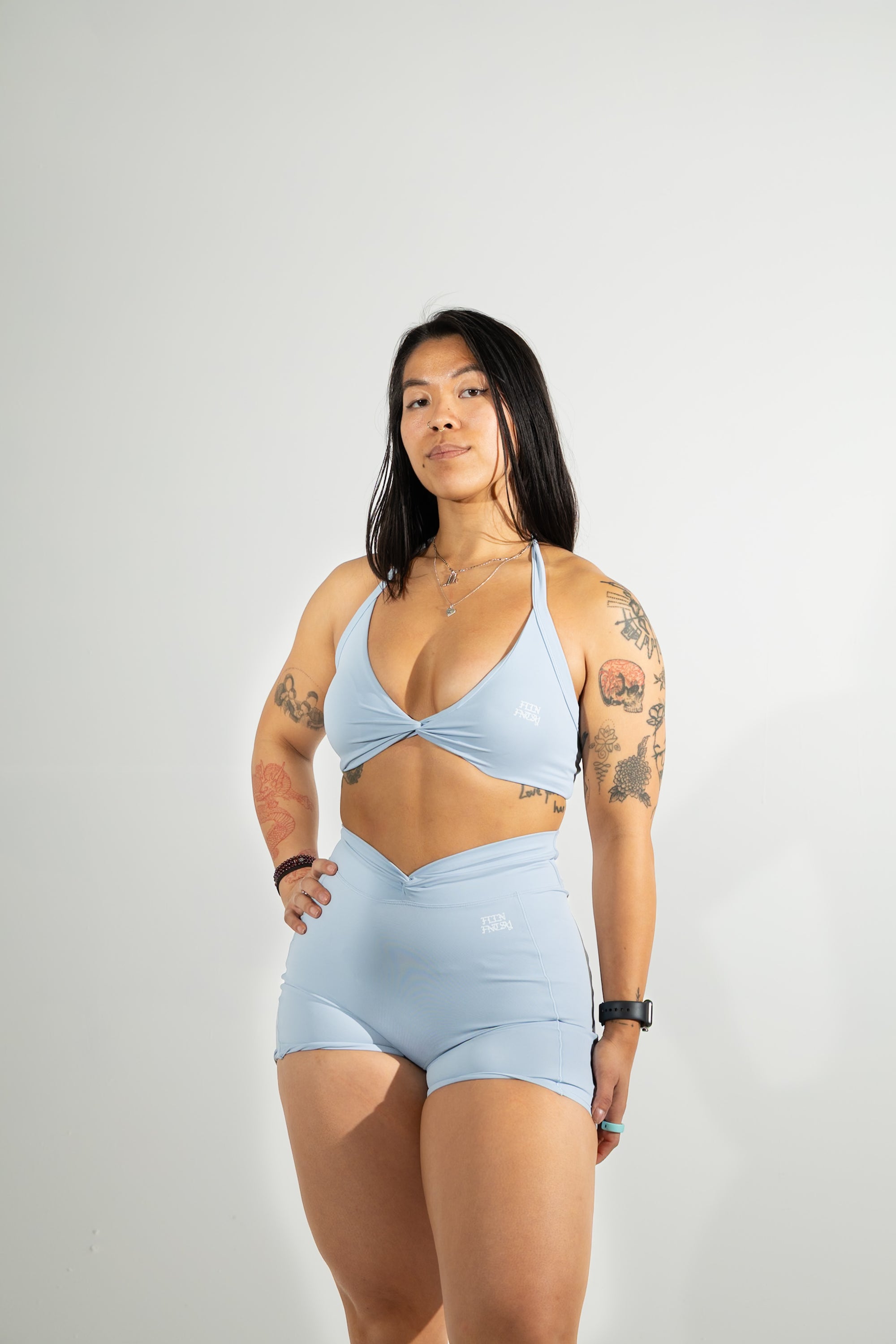 Removable breast sports bra+Sport shorts 2-piece set