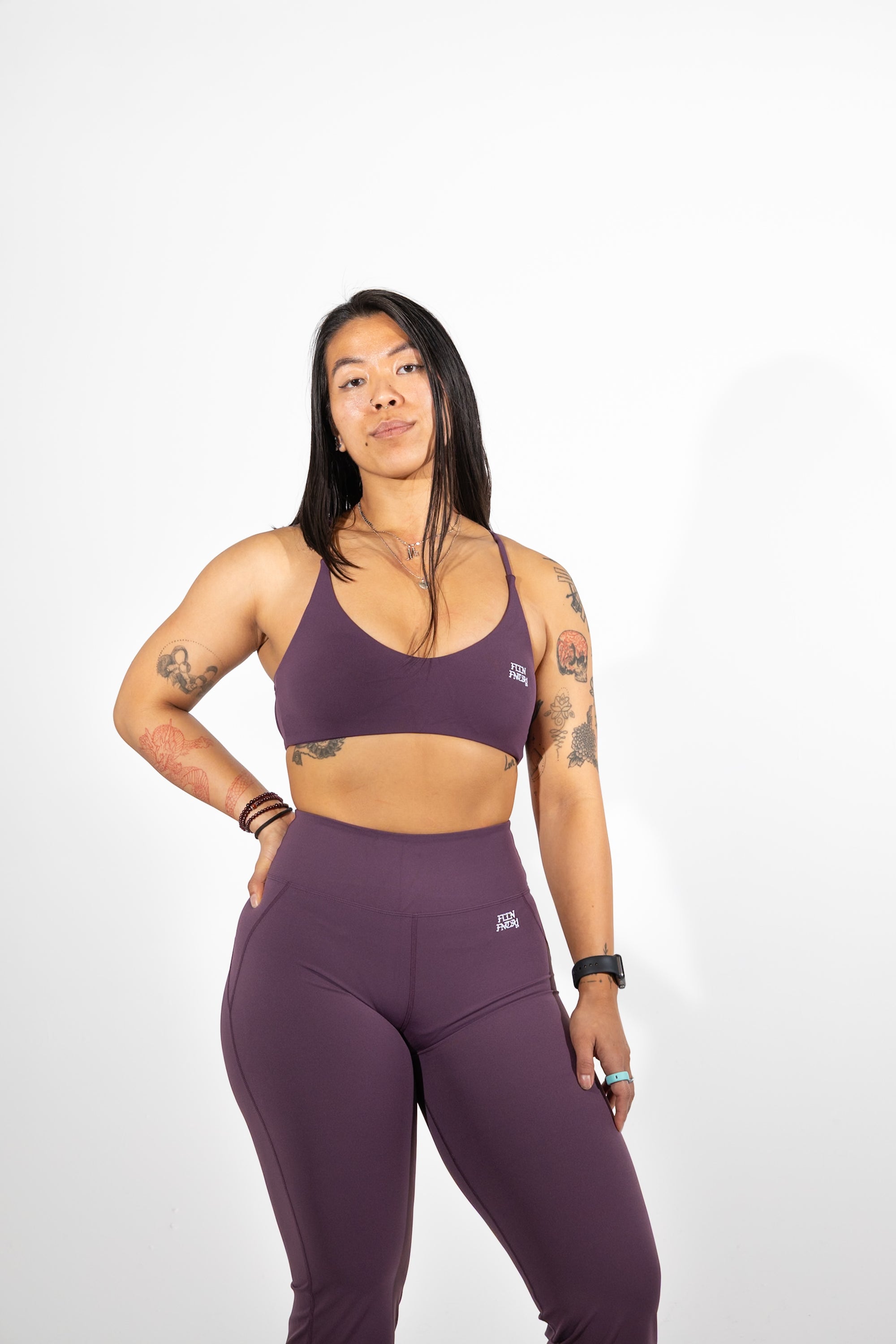 cross back Sports Bra + High-waisted Flared Leg pants 2-Piece Set