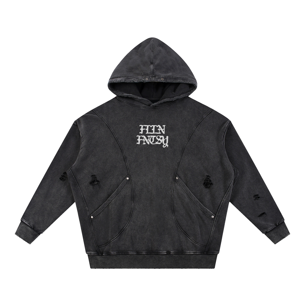 Snow Washed Distressed Hoodie