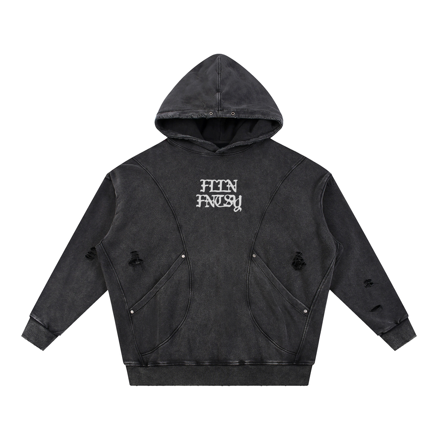 Snow Washed Distressed Hoodie