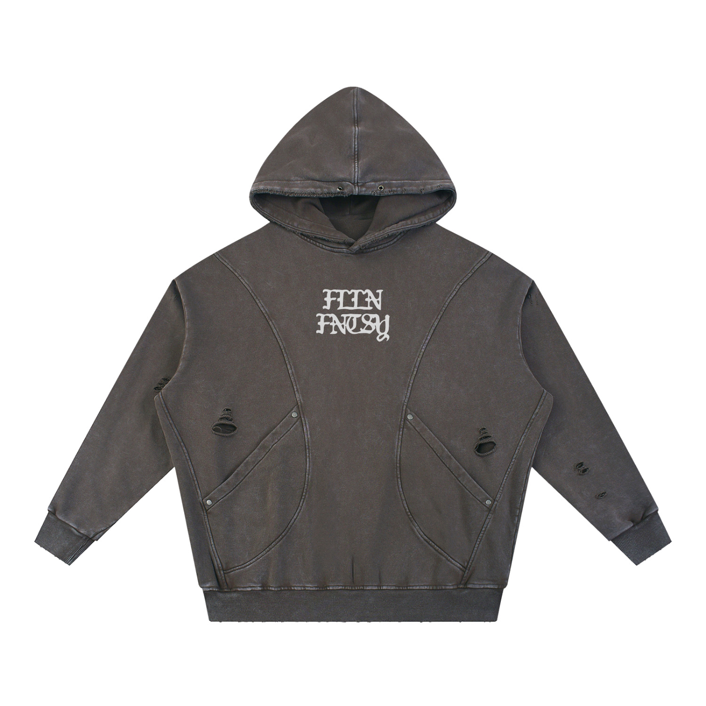 Snow Washed Distressed Hoodie