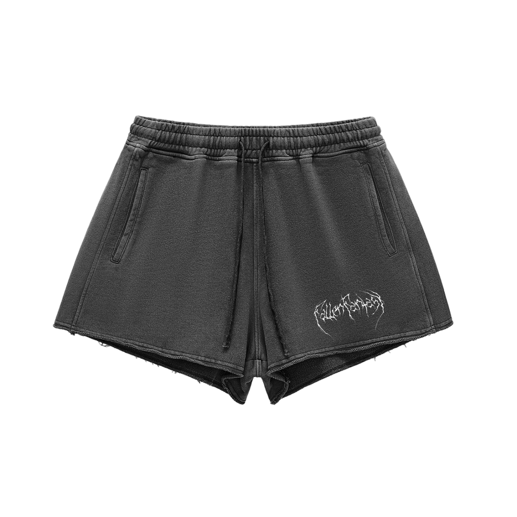 Snow Washed Raw Edge Drawstring Shorts