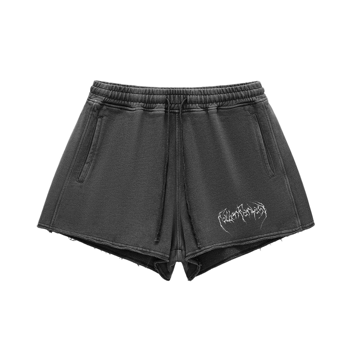 Snow Washed Raw Edge Drawstring Shorts