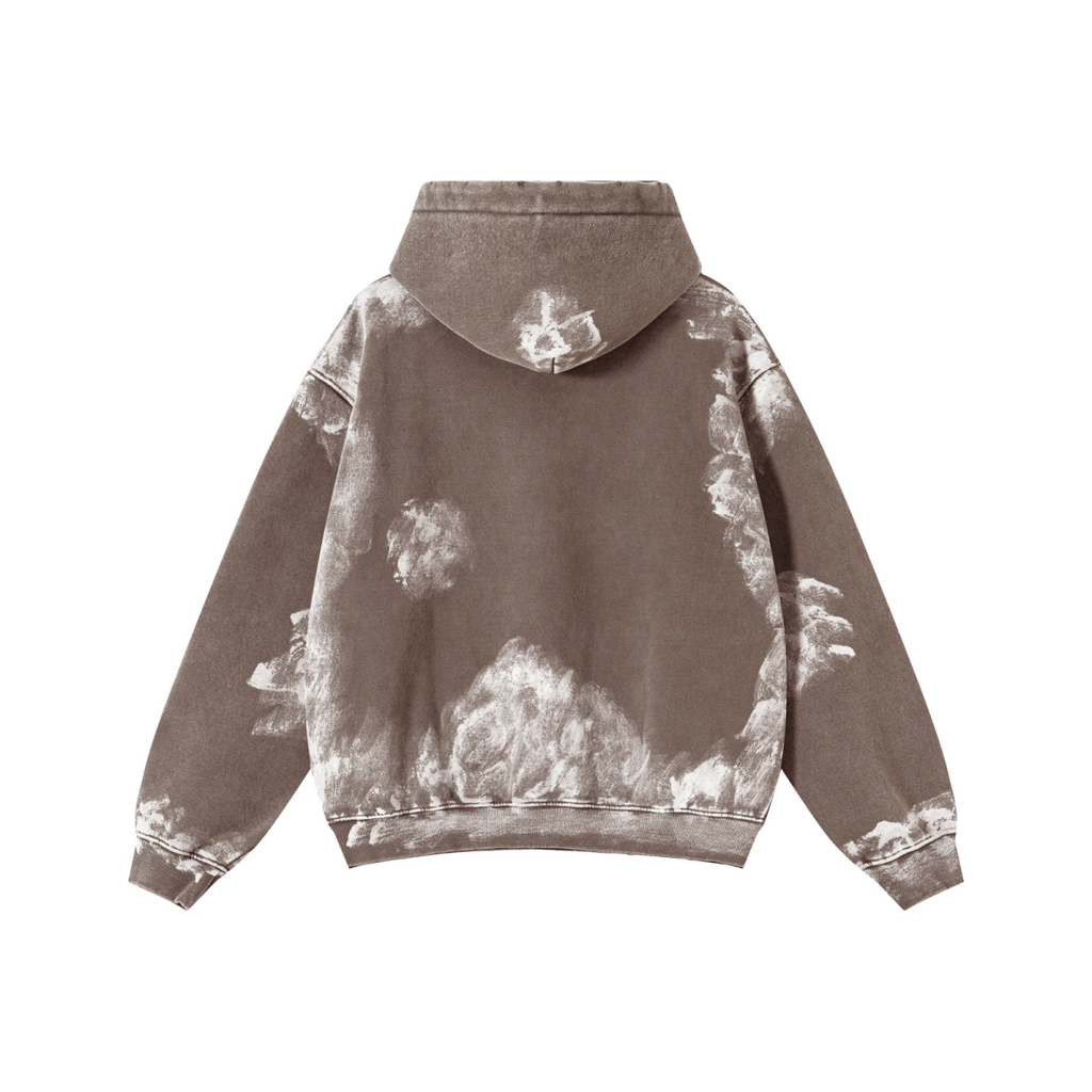400GSM Unisex Heavyweight Vintage-Wash Hoodie Brown