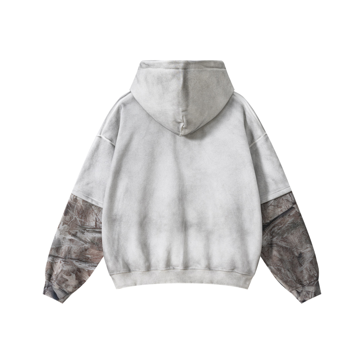 340GSM Men’s Faux-Two-Piece Heat-Transfer Desert Camo Panel Hoodie White