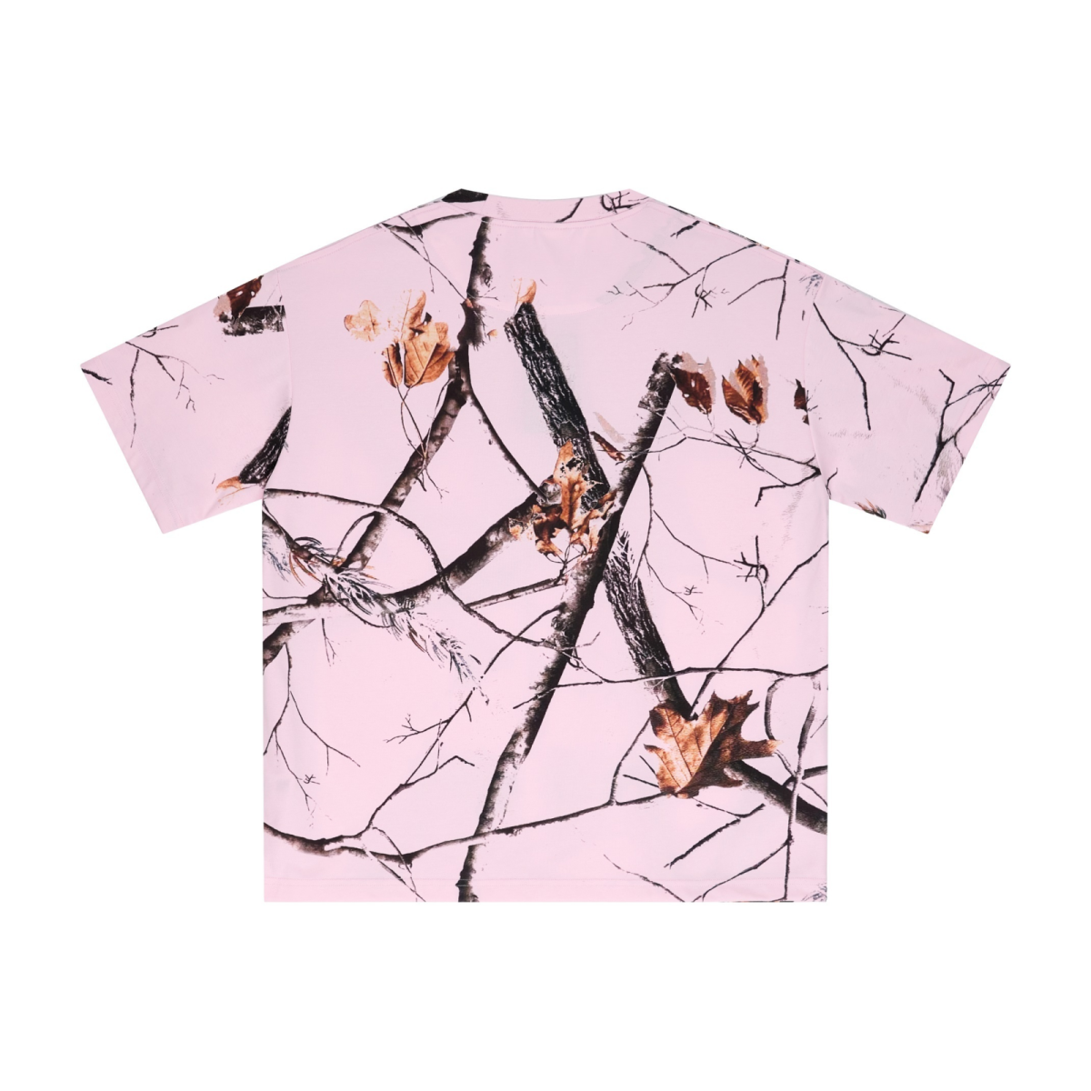 240GSM Unisex Relaxed Fit Tree Leaf Heat-Transfer T-shirt Light Pink