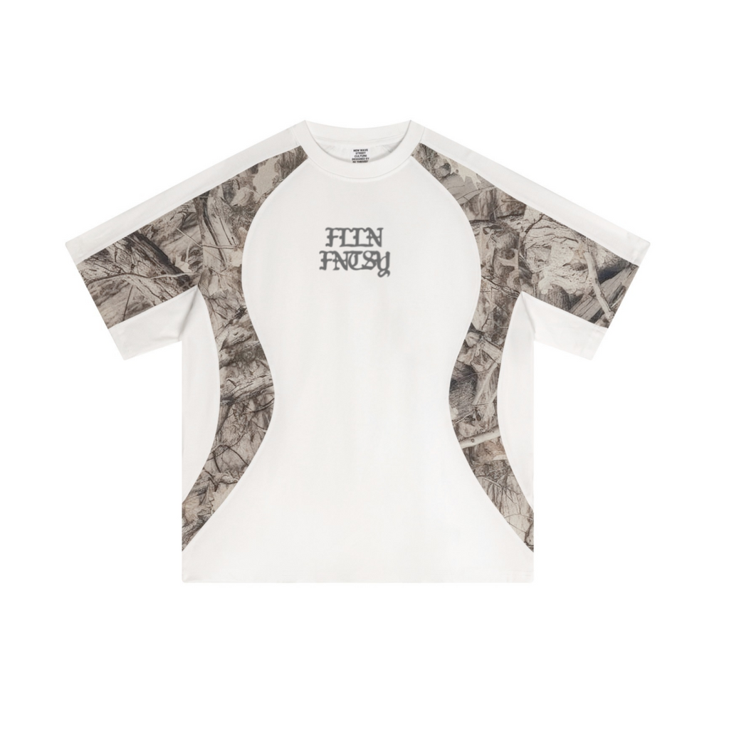 240GSM Men’s Camouflage Structured Panelled T-shirt White